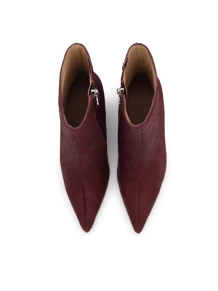 Maroon boots with natural bristles KS OTYLIE
