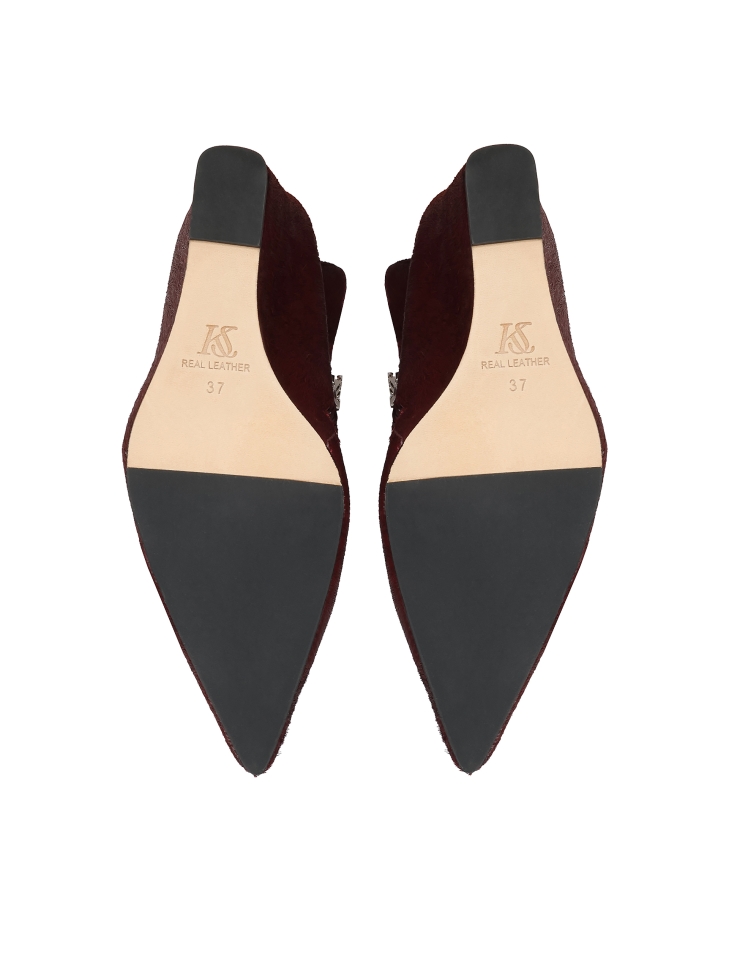 Maroon boots with natural bristles KS OTYLIE