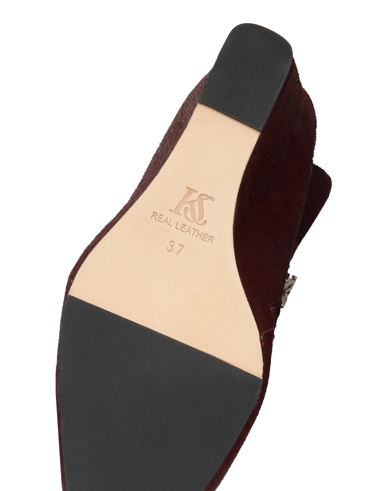 Maroon boots with natural bristles KS OTYLIE