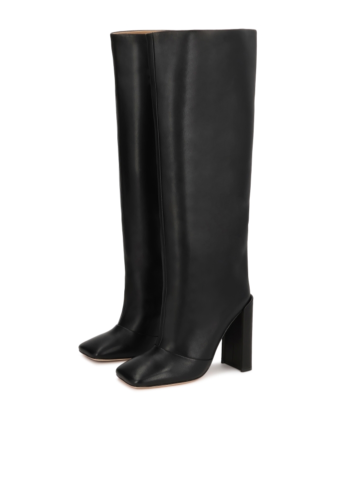Black natural leather boots in a modern style KS SELAME