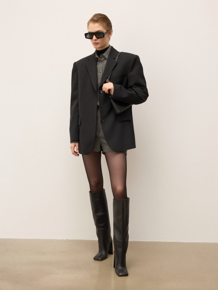 Black natural leather boots in a modern style KS SELAME