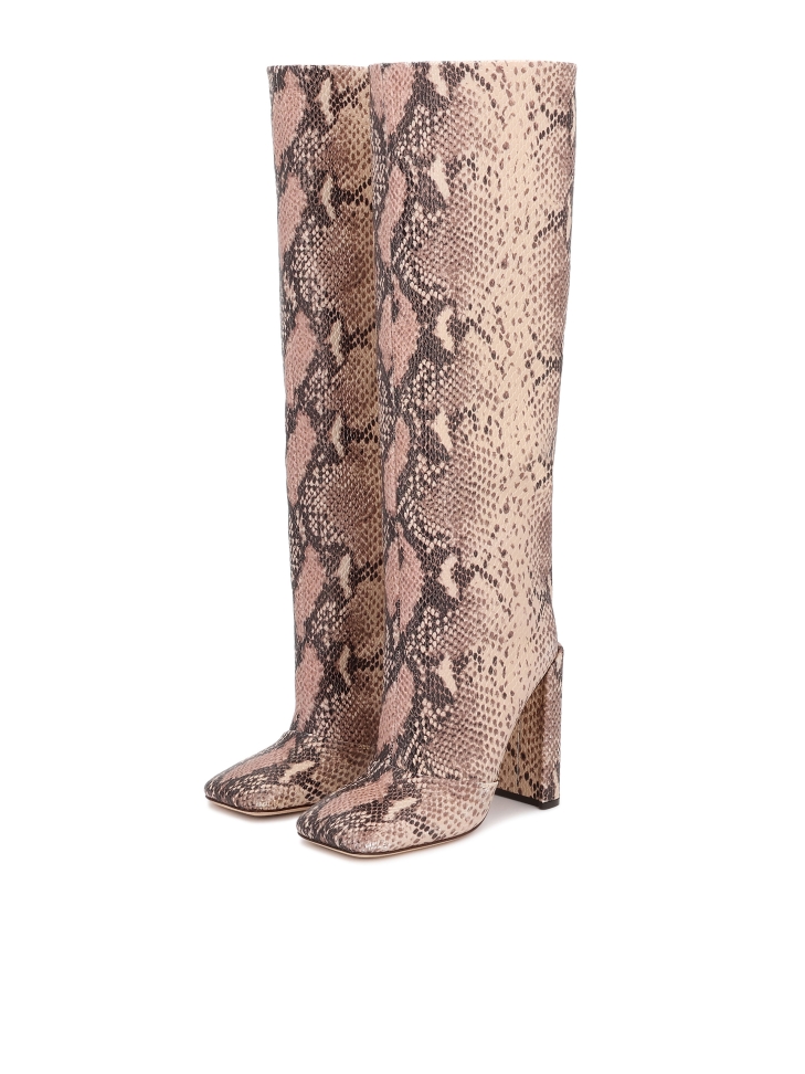 Embossed leather boots on a post with a square nose KS SELAME