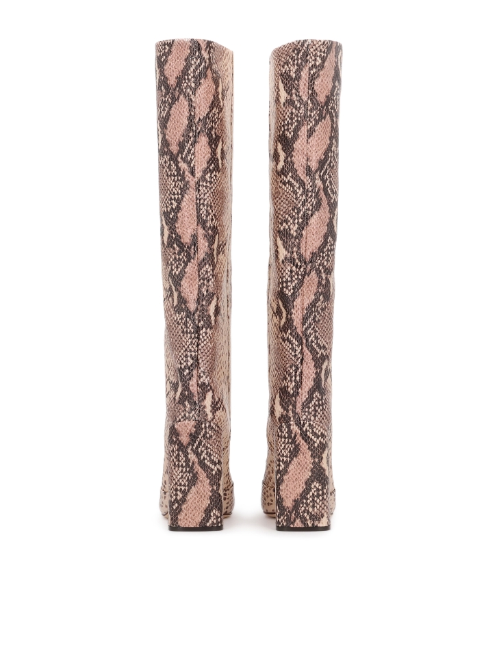 Embossed leather boots on a post with a square nose KS SELAME