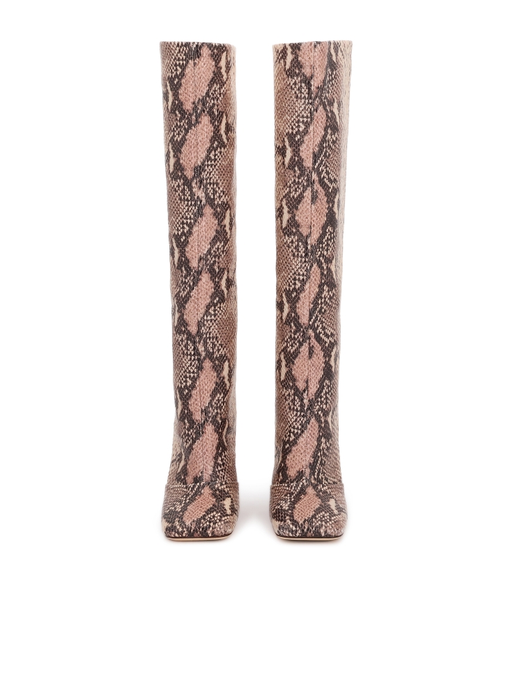 Embossed leather boots on a post with a square nose KS SELAME