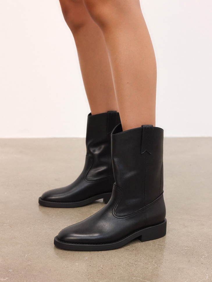 Slip-on black leather boots VESLINA