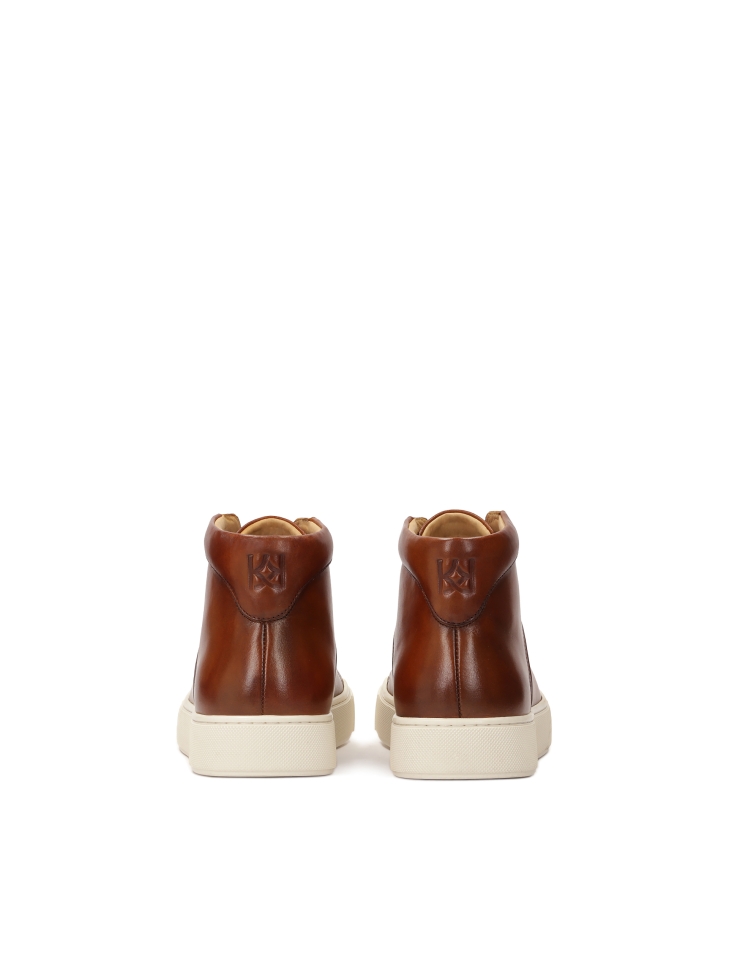 Brown high-top sneakers with binding FELIKS
