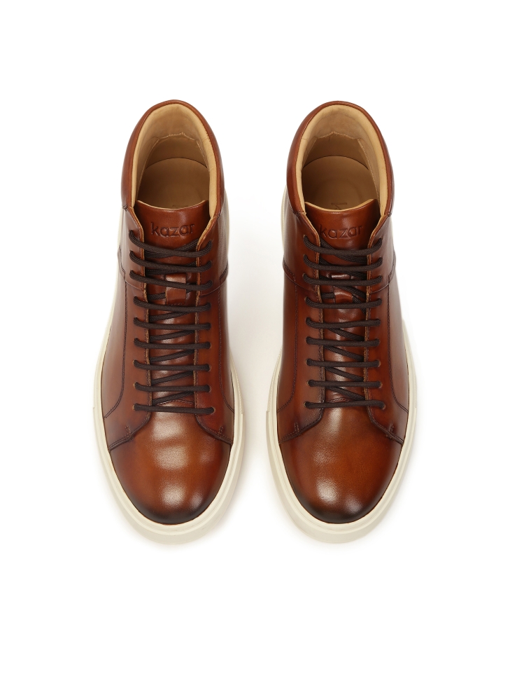Brown high-top sneakers with binding FELIKS