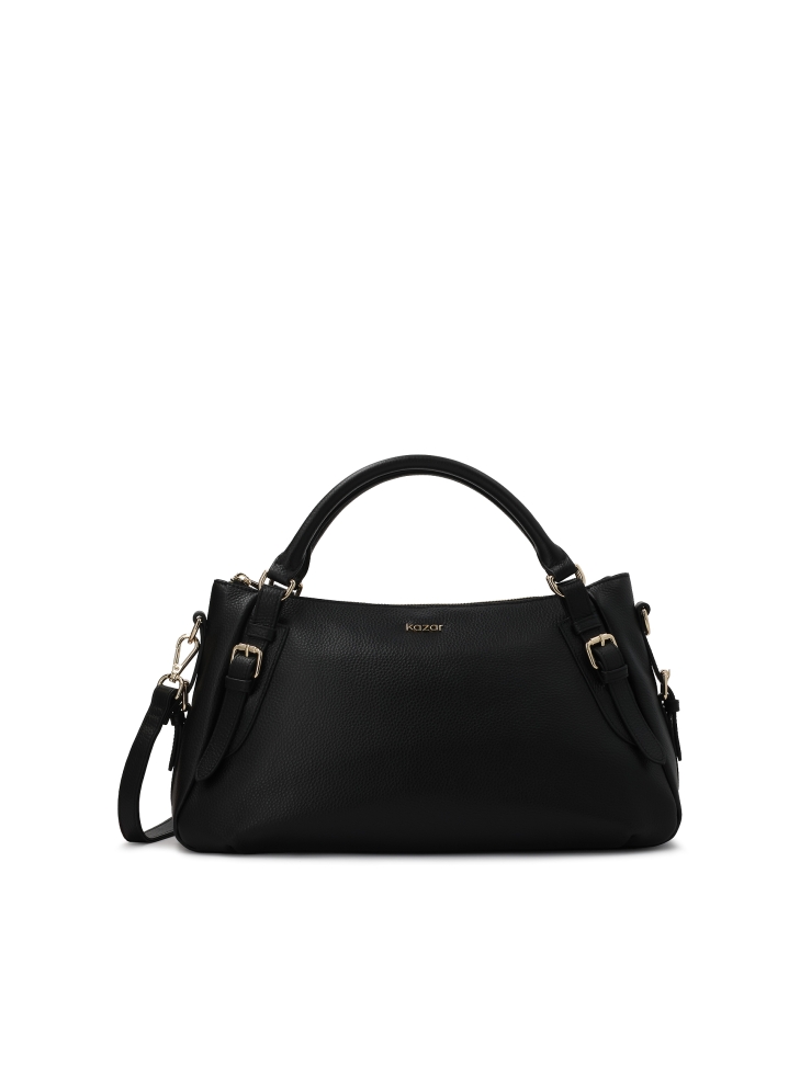 Black universal leather handbag ELEONORE