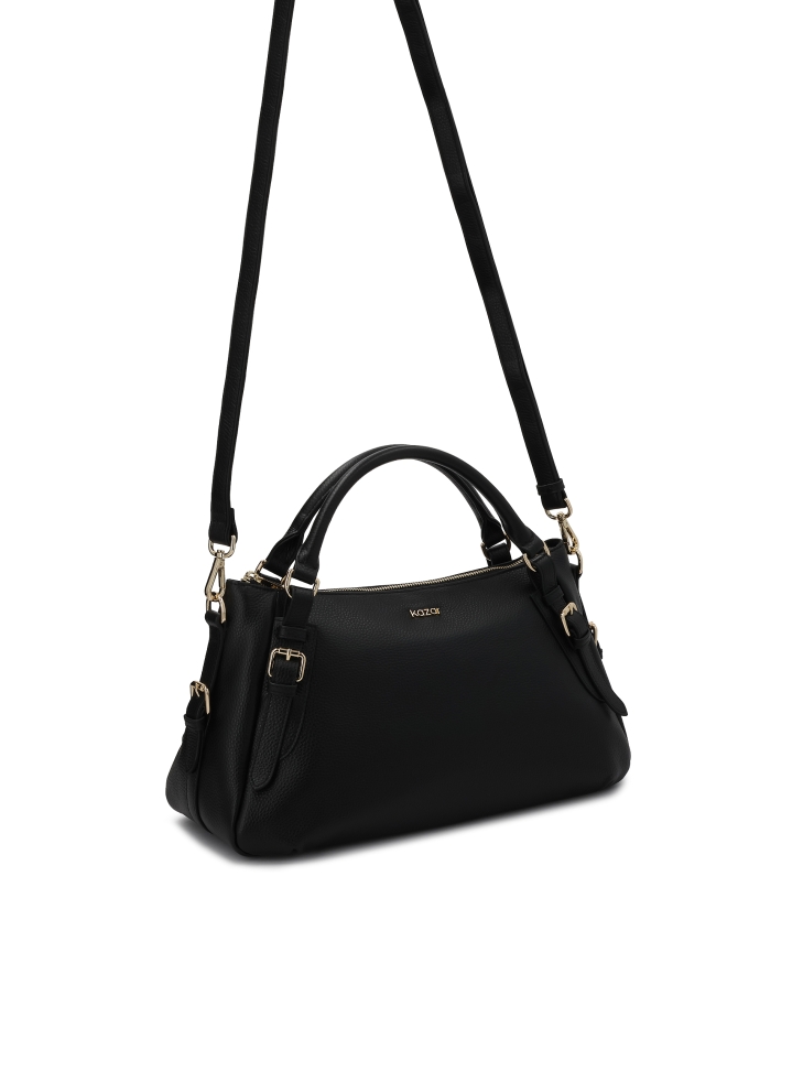 Black universal leather handbag ELEONORE