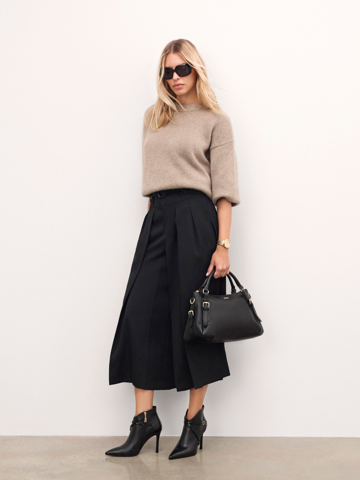 Black universal leather handbag ELEONORE