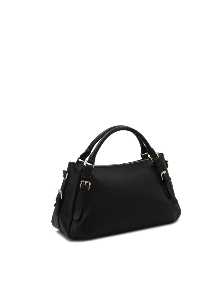 Black universal leather handbag ELEONORE
