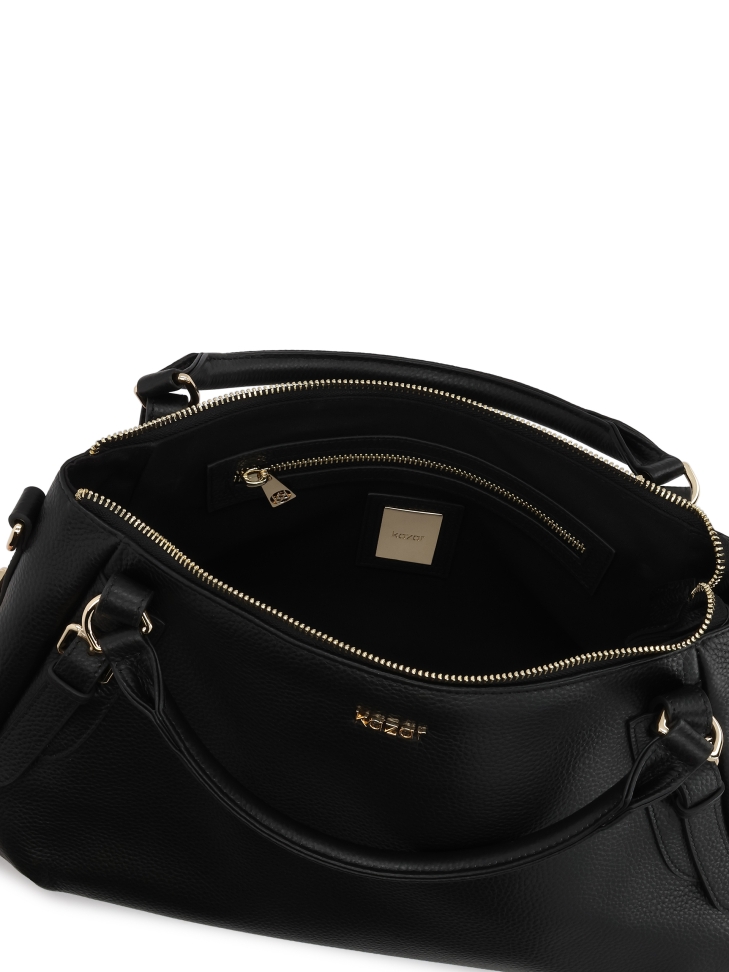 Black universal leather handbag ELEONORE
