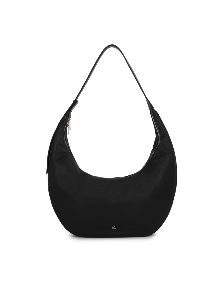 Black leather handbag in the shape of a horn KS CIRELLE
