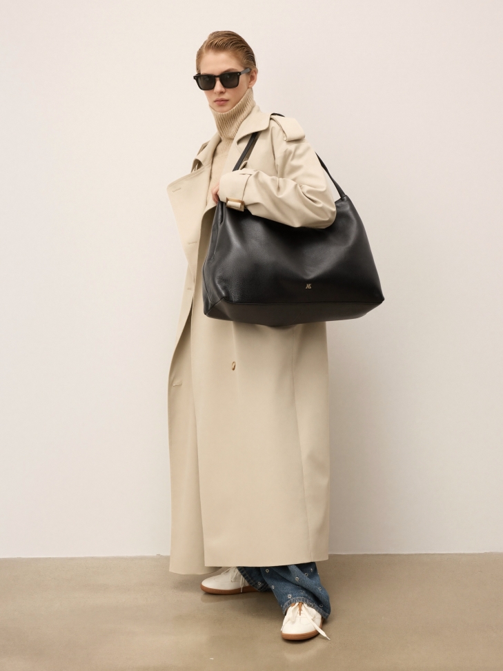 Black trapeze handbag with shoulder strap KS LIVJA