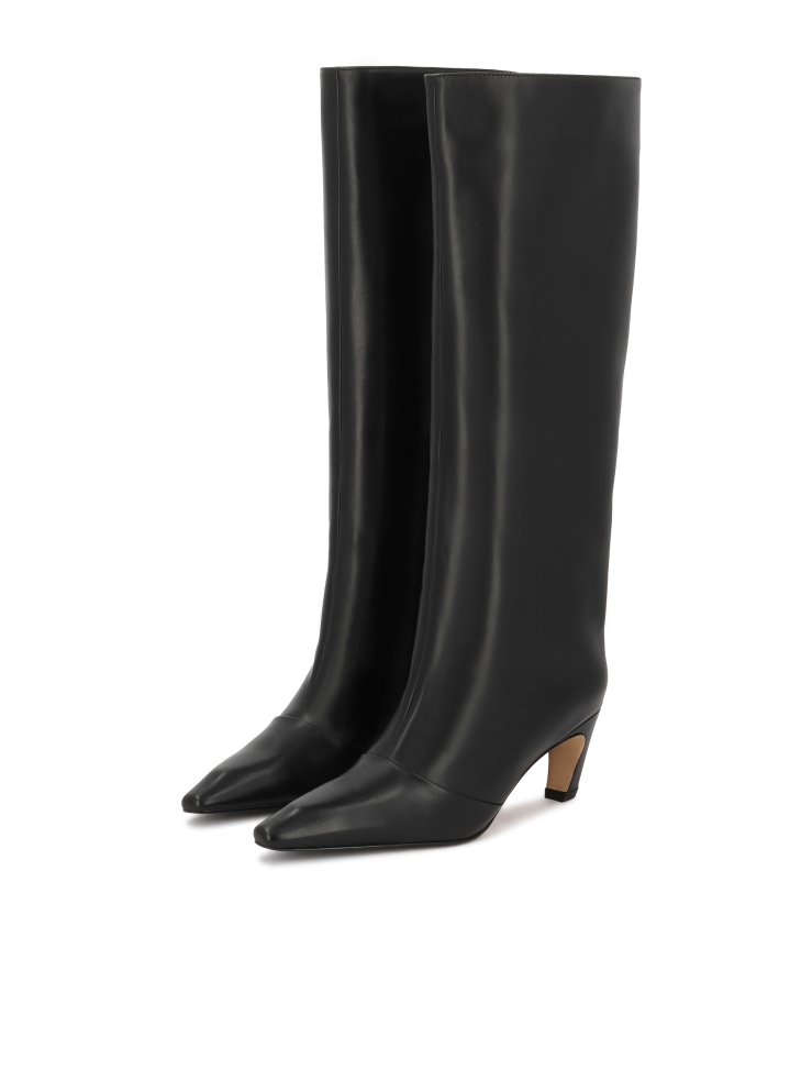 Black natural leather boots with slip-on upper KS NORELI