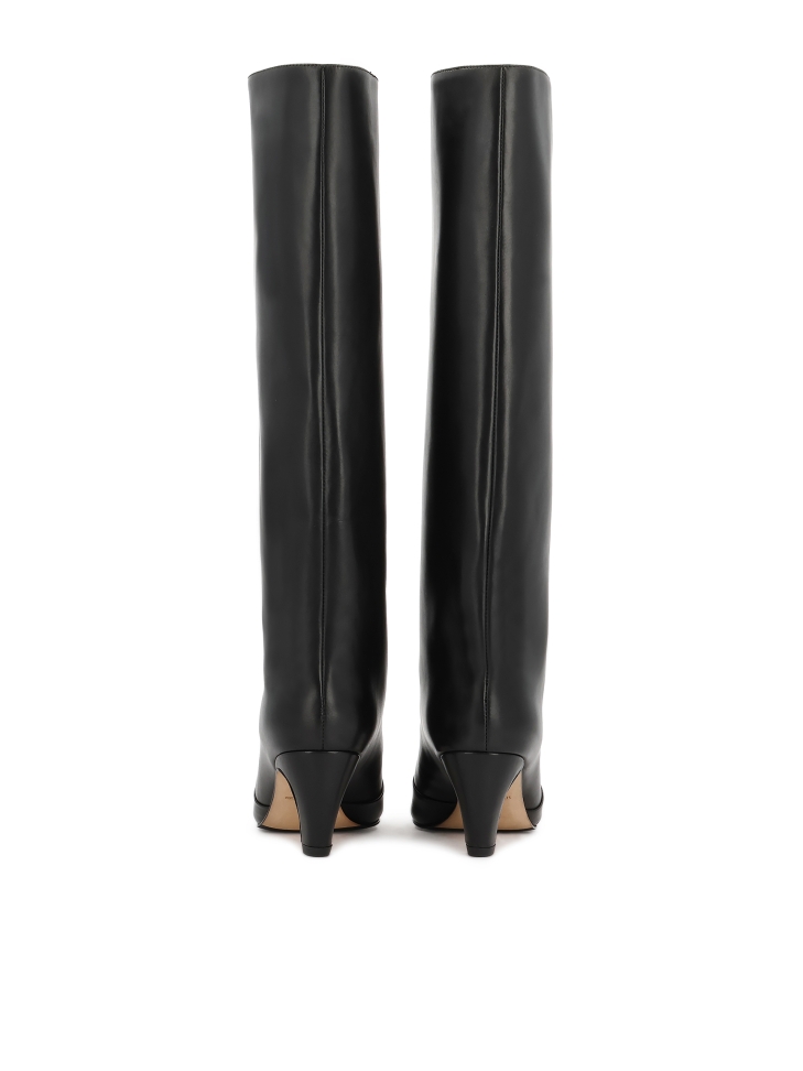 Black natural leather boots with slip-on upper KS NORELI