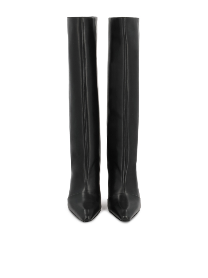 Black natural leather boots with slip-on upper KS NORELI