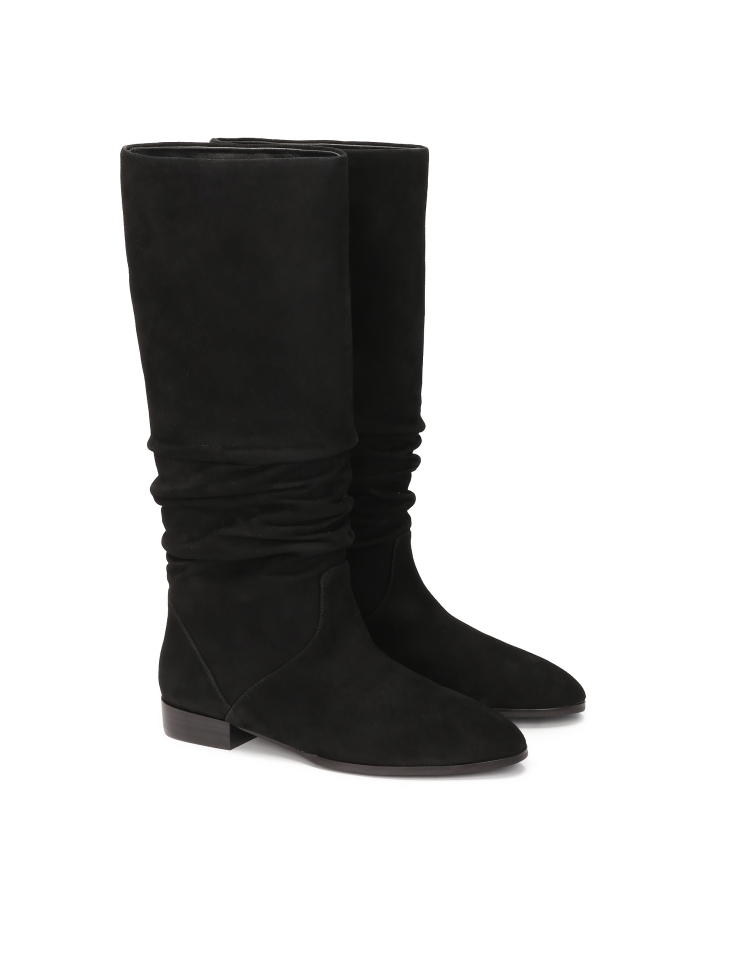 Suede boots on a flat sole ELAINA