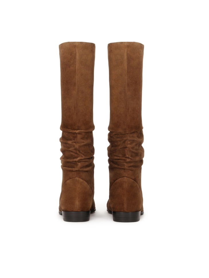 Brown boots with crinkle upper ELAINA