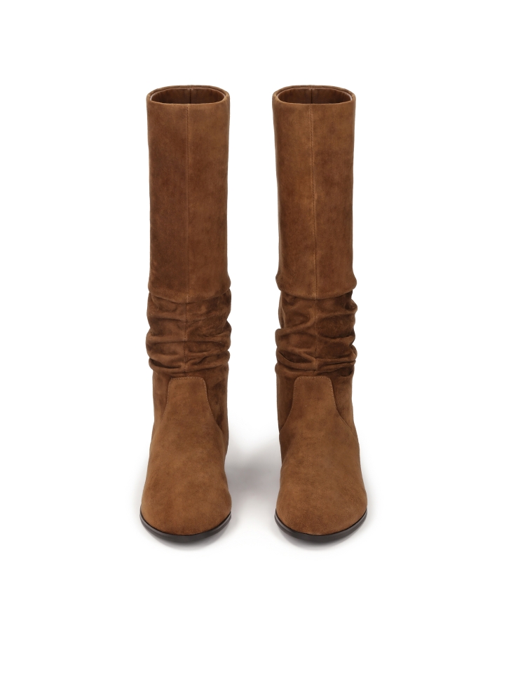 Brown boots with crinkle upper ELAINA