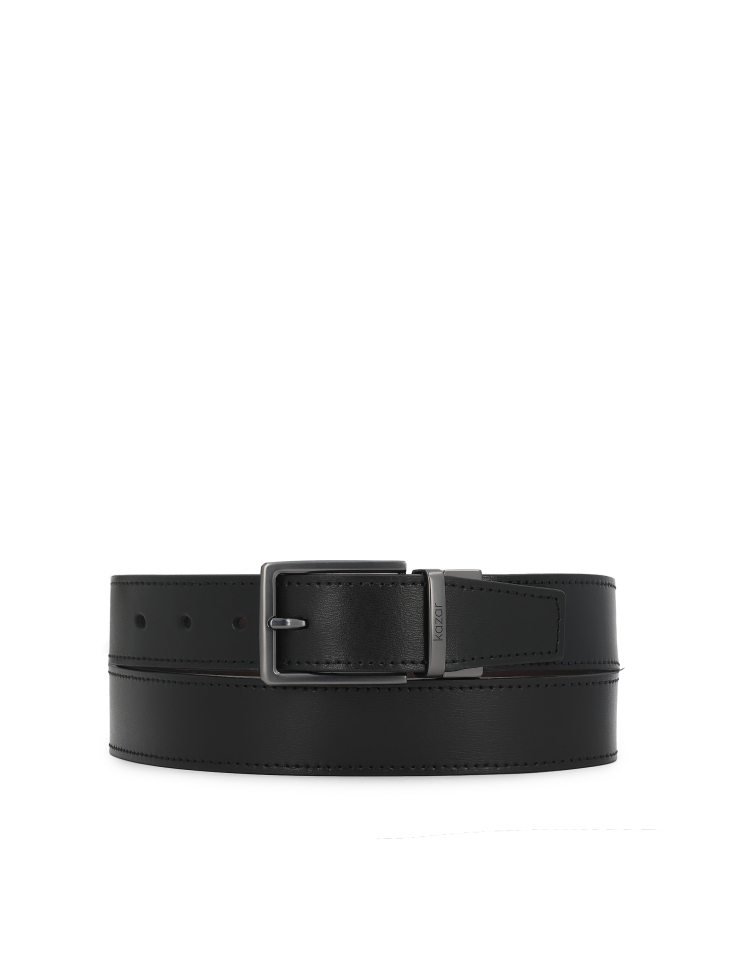 Double-sided men's natural leather belt KASPEROS