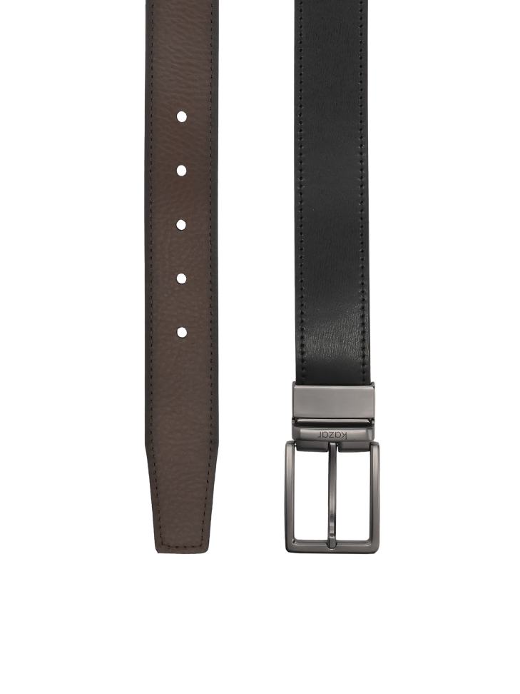 Double-sided men's natural leather belt KASPEROS