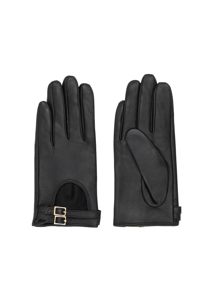 Leather gloves with cutout and straps ALMIRA