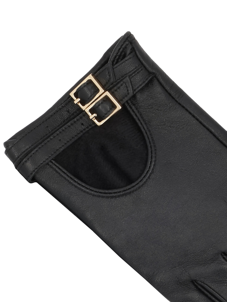 Leather gloves with cutout and straps ALMIRA