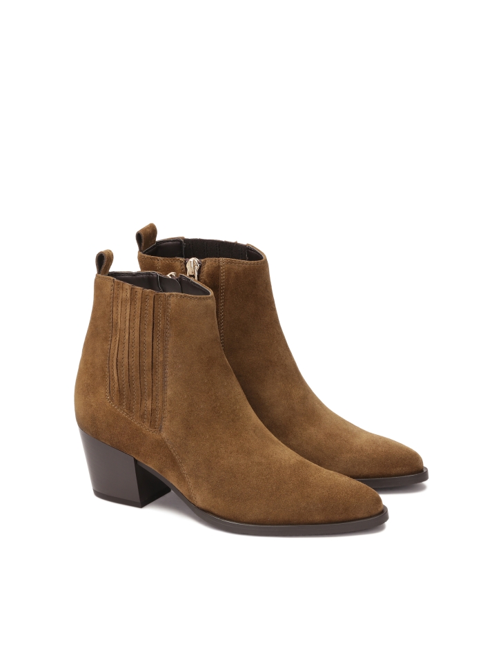 Brown women's suede cowboy boots CALIRI