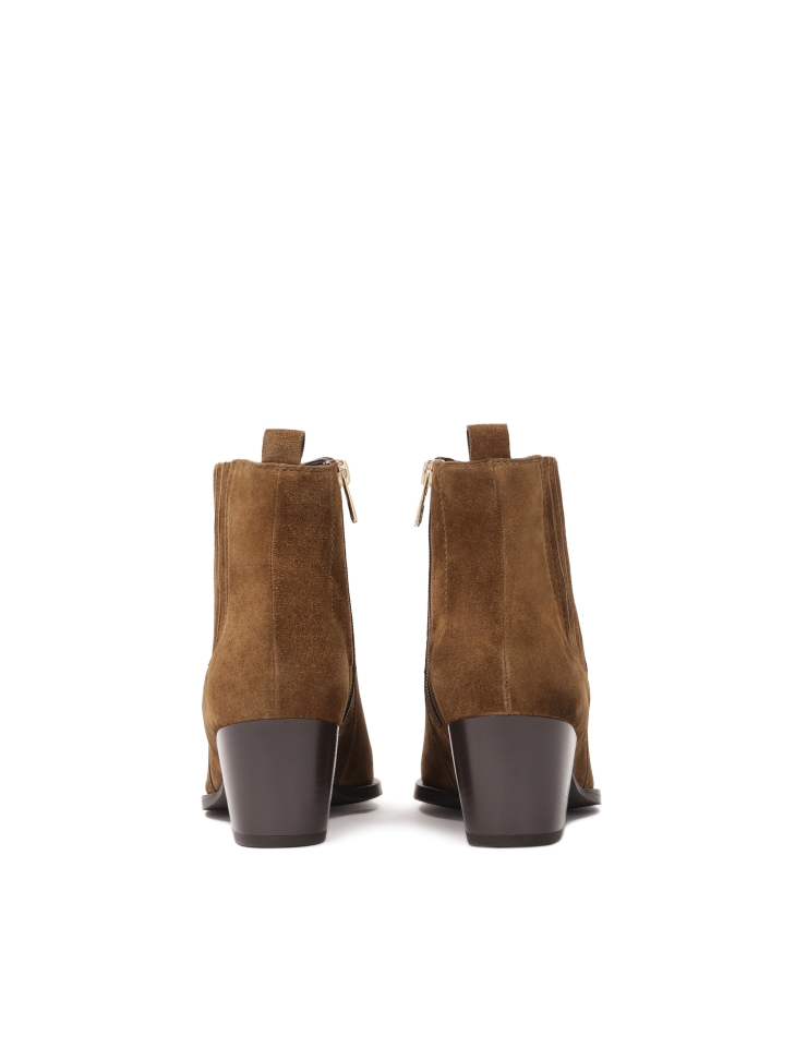 Brown women's suede cowboy boots CALIRI