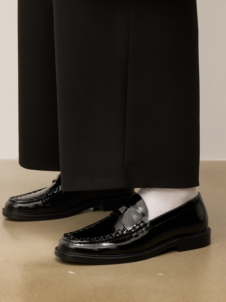 Black men's patent leather loafers KS MAACURY