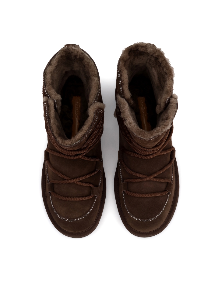 Brown snow boots insulated with sheep's wool KS NOE