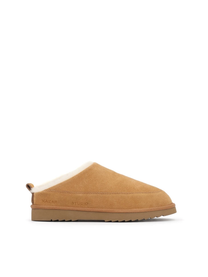 Light brown flip-flops with sheep's wool  KS NOE