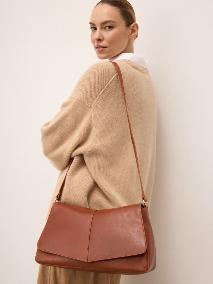Light brown leather shoulder bag SOLEVIE