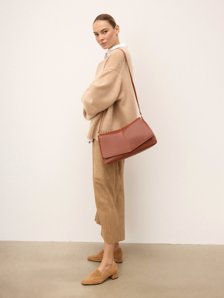Light brown leather shoulder bag SOLEVIE