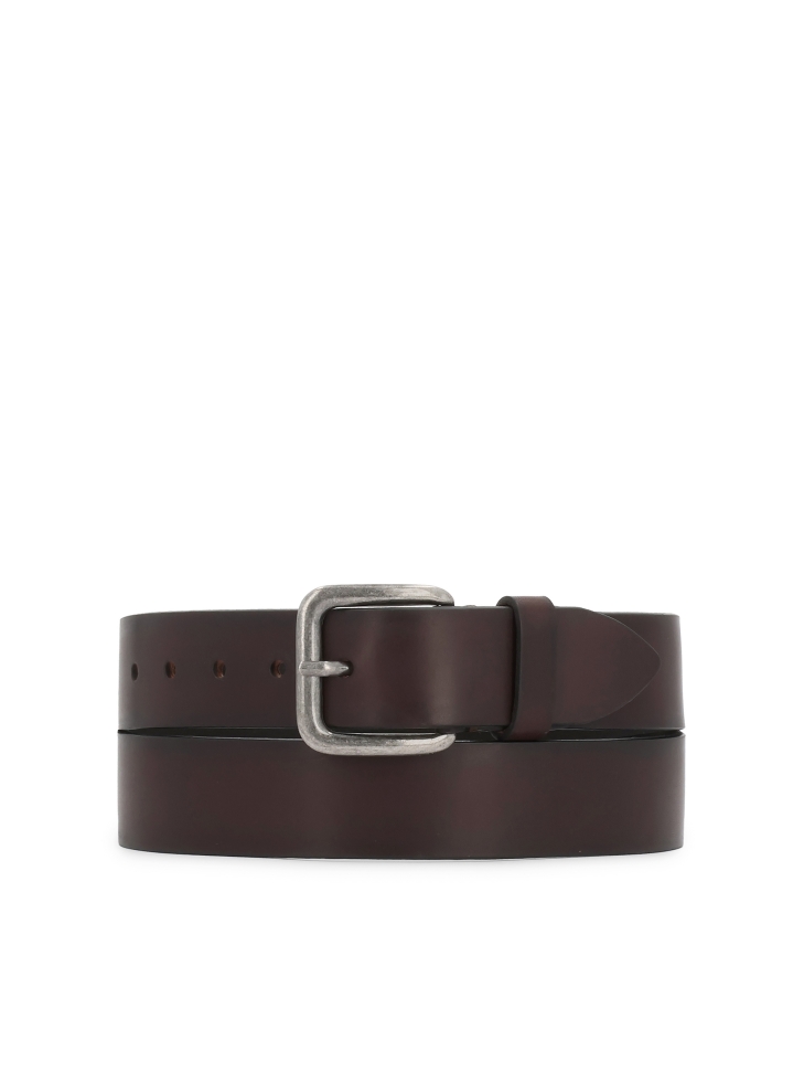 Brown men's belt with rounded buckle CONSTANTINNO