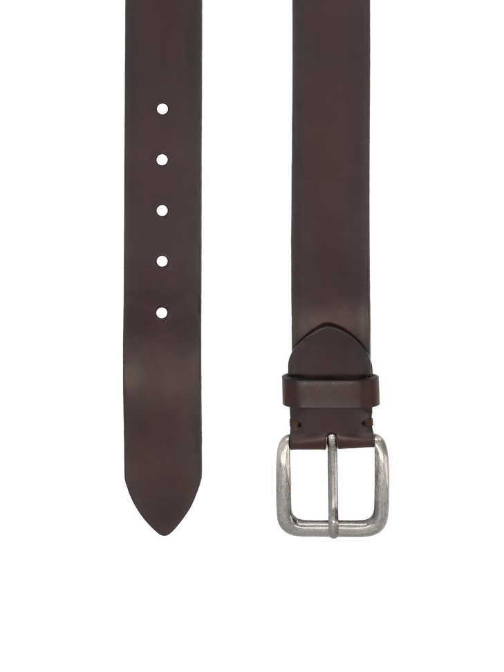 Brown men's belt with rounded buckle CONSTANTINNO