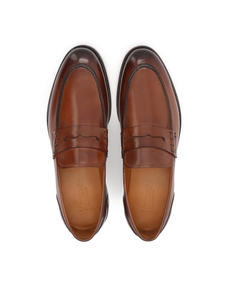 Luxury loafers in brown natural leather FRANCISS