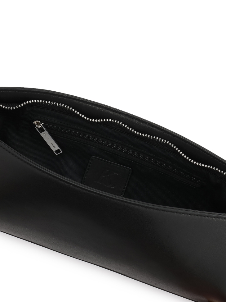 Elongated black handbag with shoulder strap KS LINDE