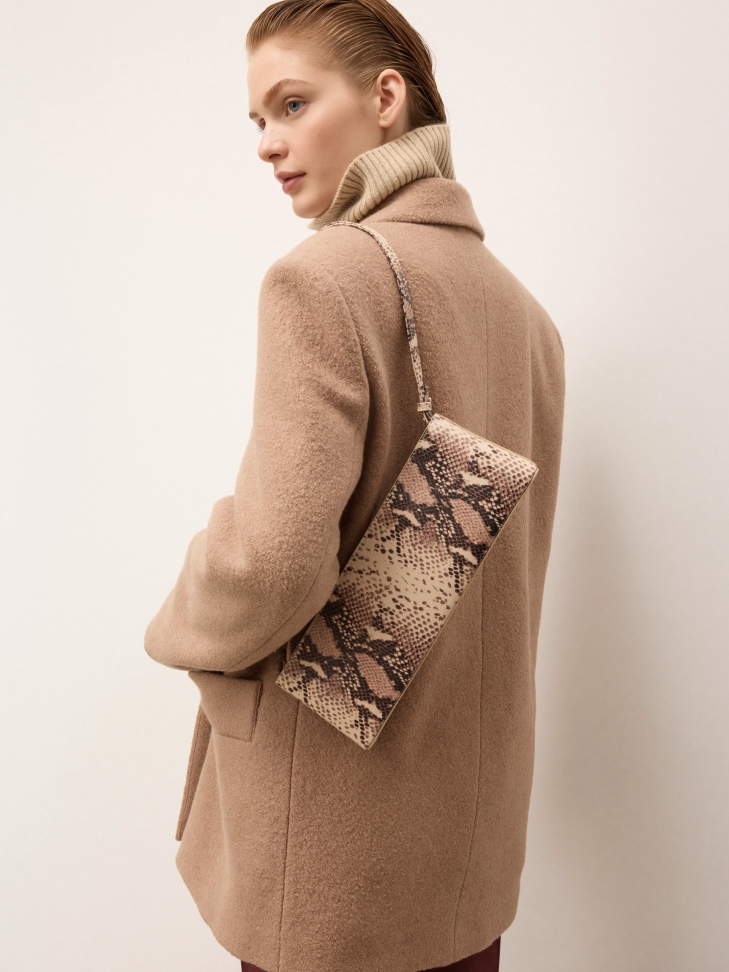 Snakeskin pattern embossed leather handbag KS LINDE