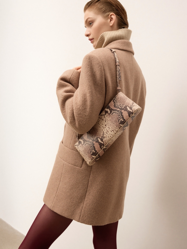 Snakeskin pattern embossed leather handbag KS LINDE