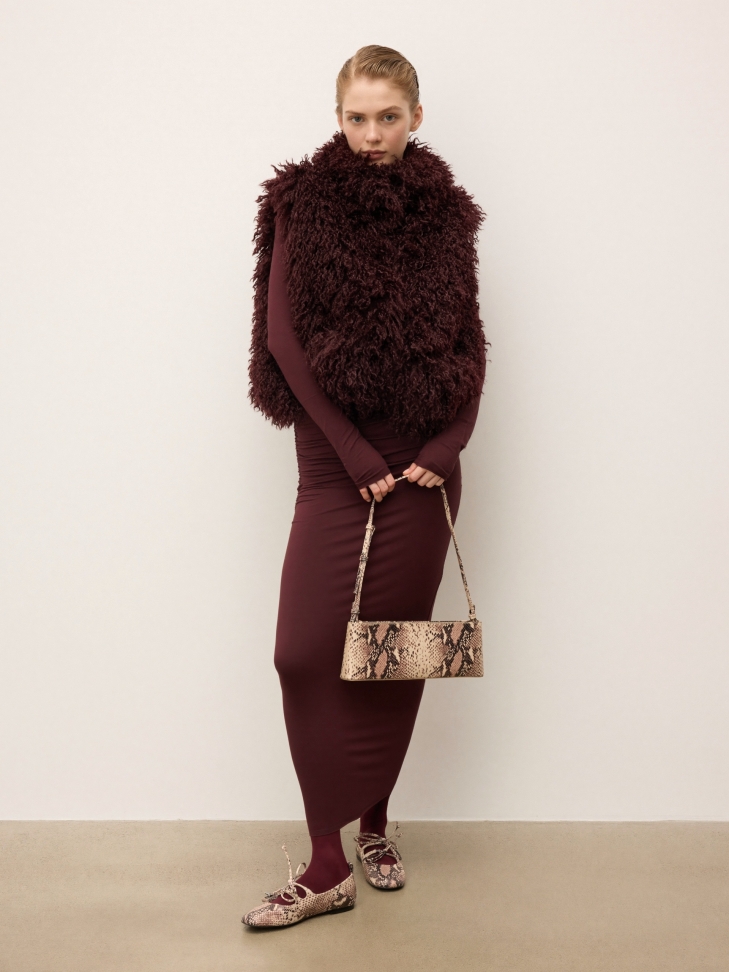 Snakeskin pattern embossed leather handbag KS LINDE