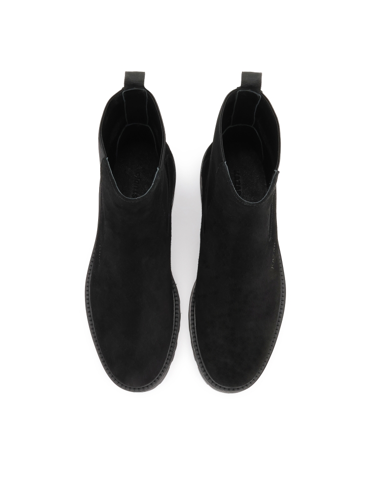 Black men's suede Chelsea boots with a solid sole KS ALCESTE